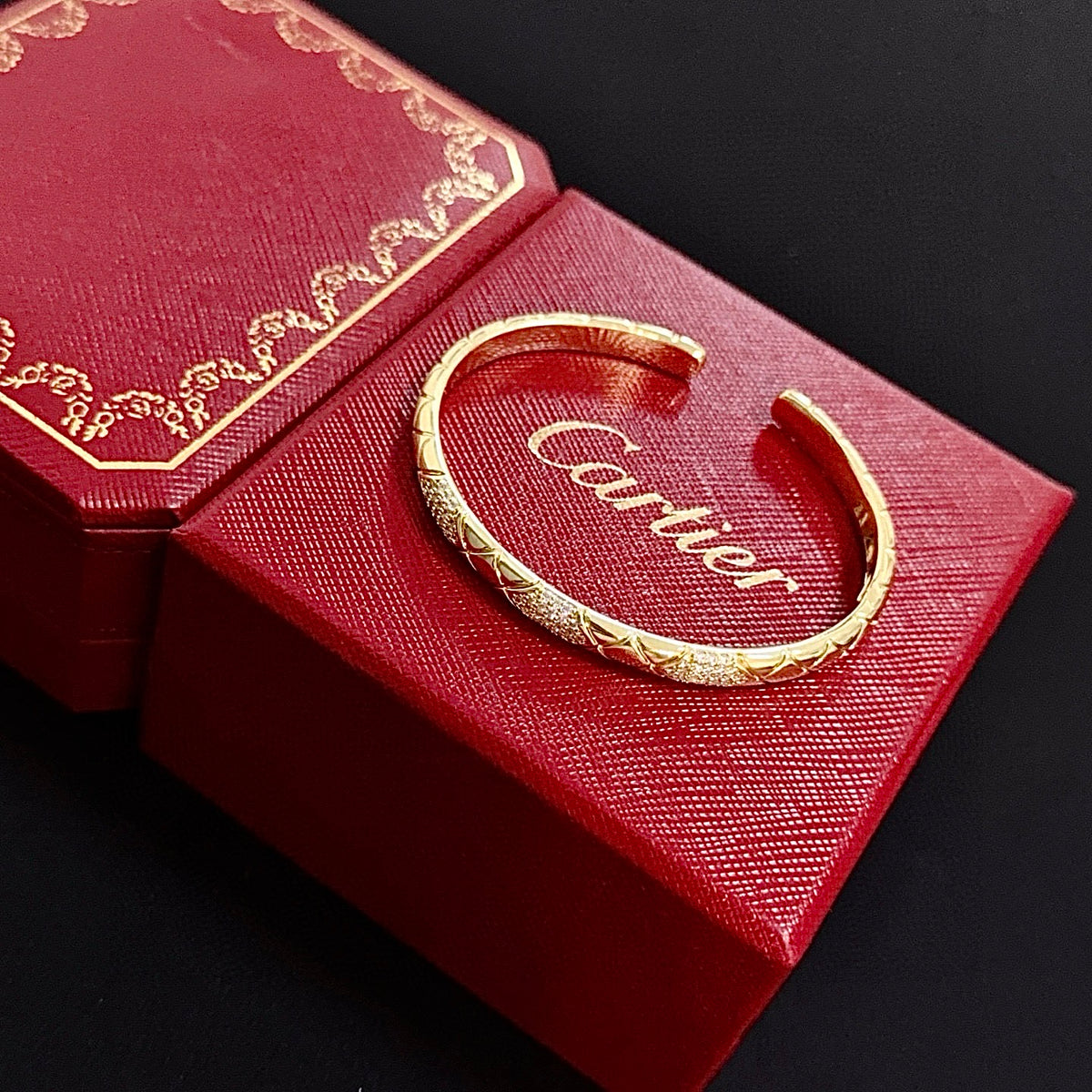 gold crystal floral Bangle for men - alternate angle view 7