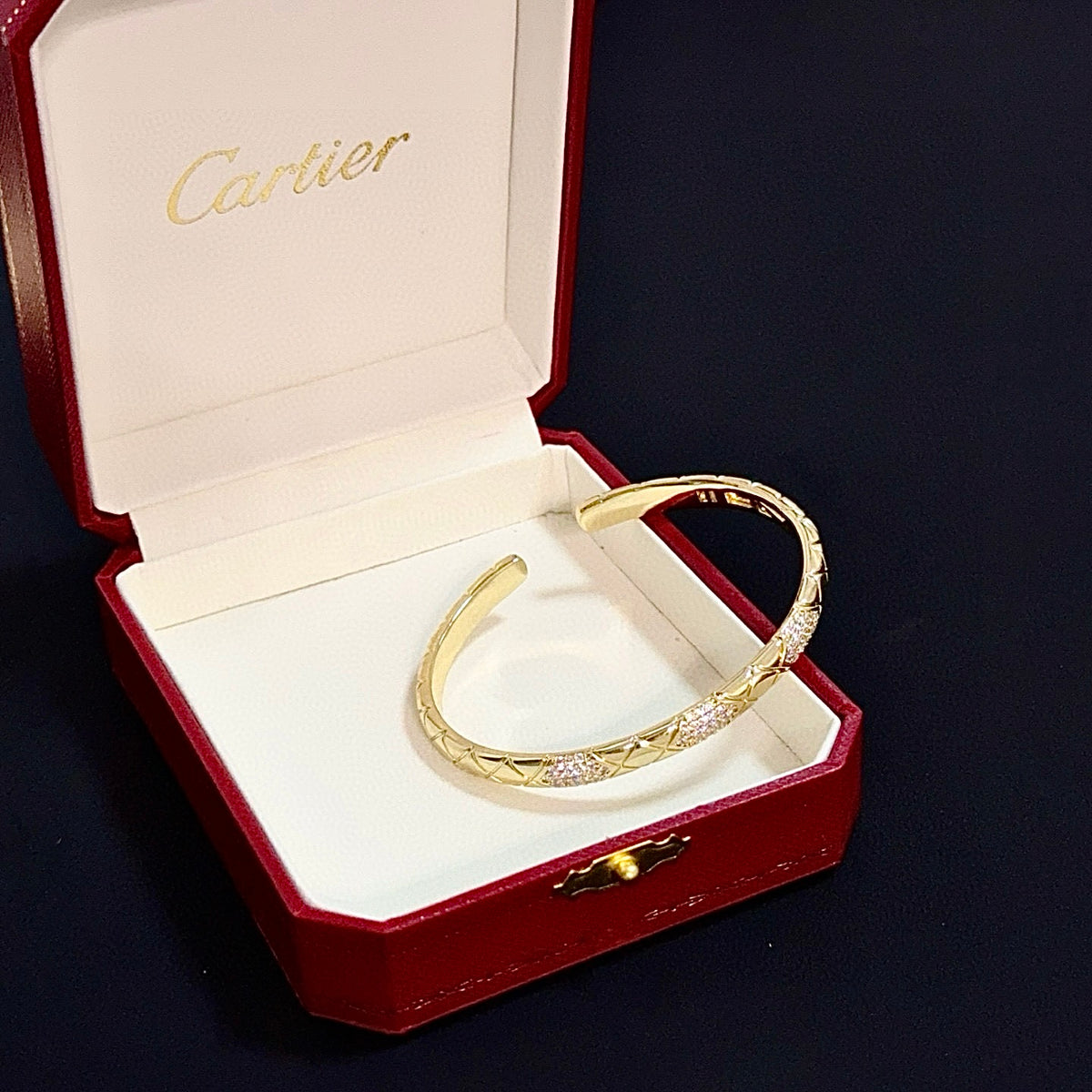 gold crystal floral Bangle for men - alternate angle view 6