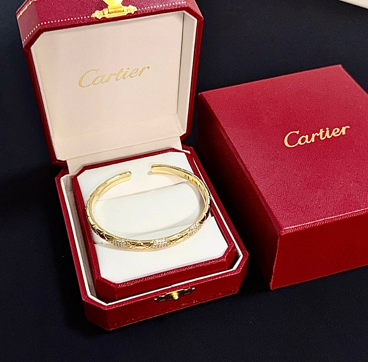 gold crystal floral Bangle for men - product detail view