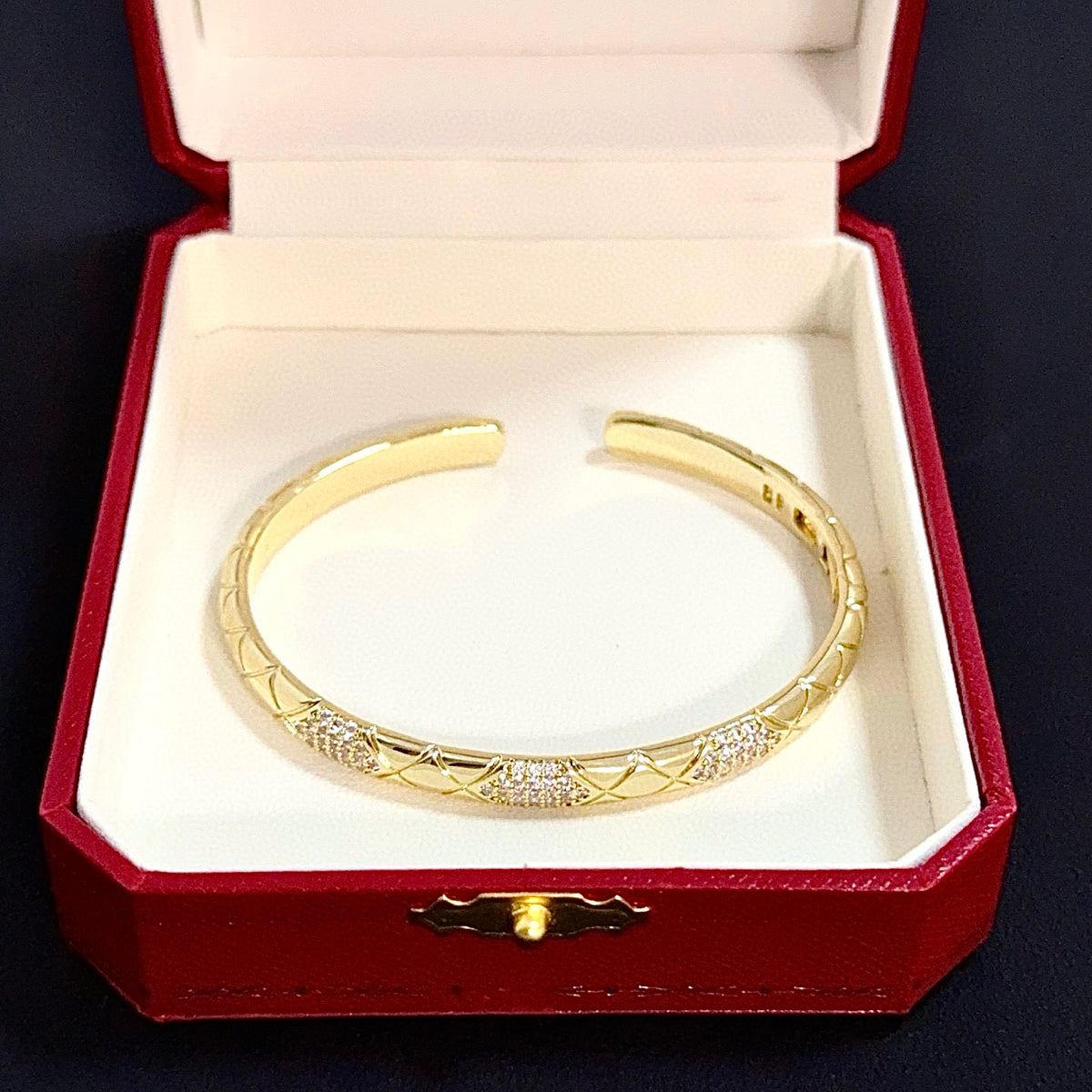 gold crystal floral Bangle for men - alternate angle view 5