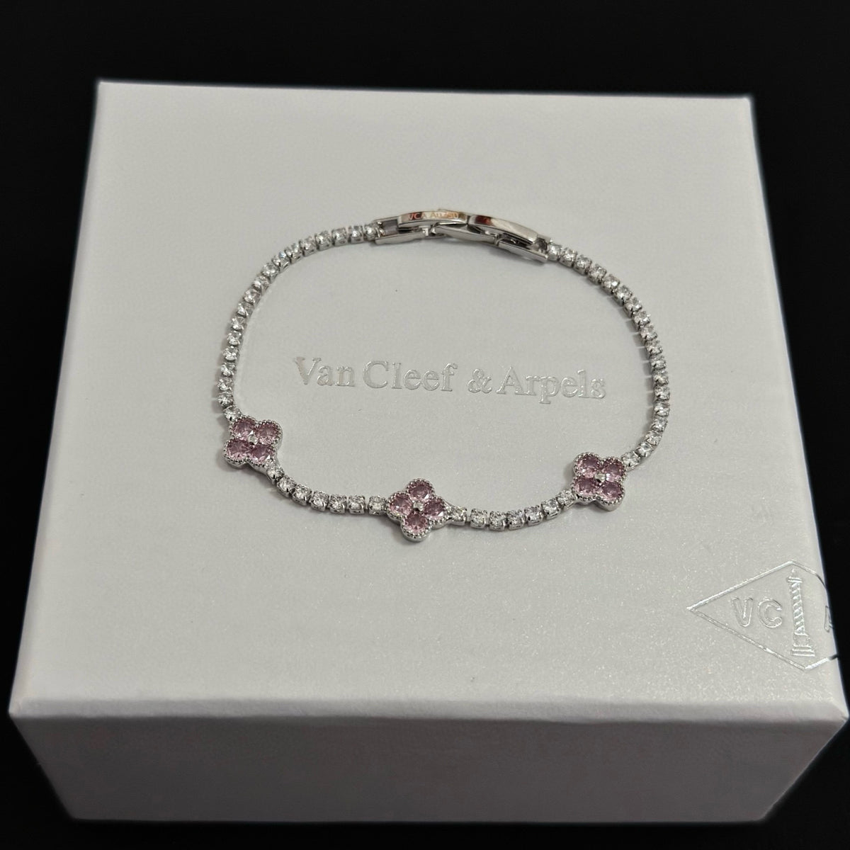 gold crystal clover Bracelet for women - product detail view
