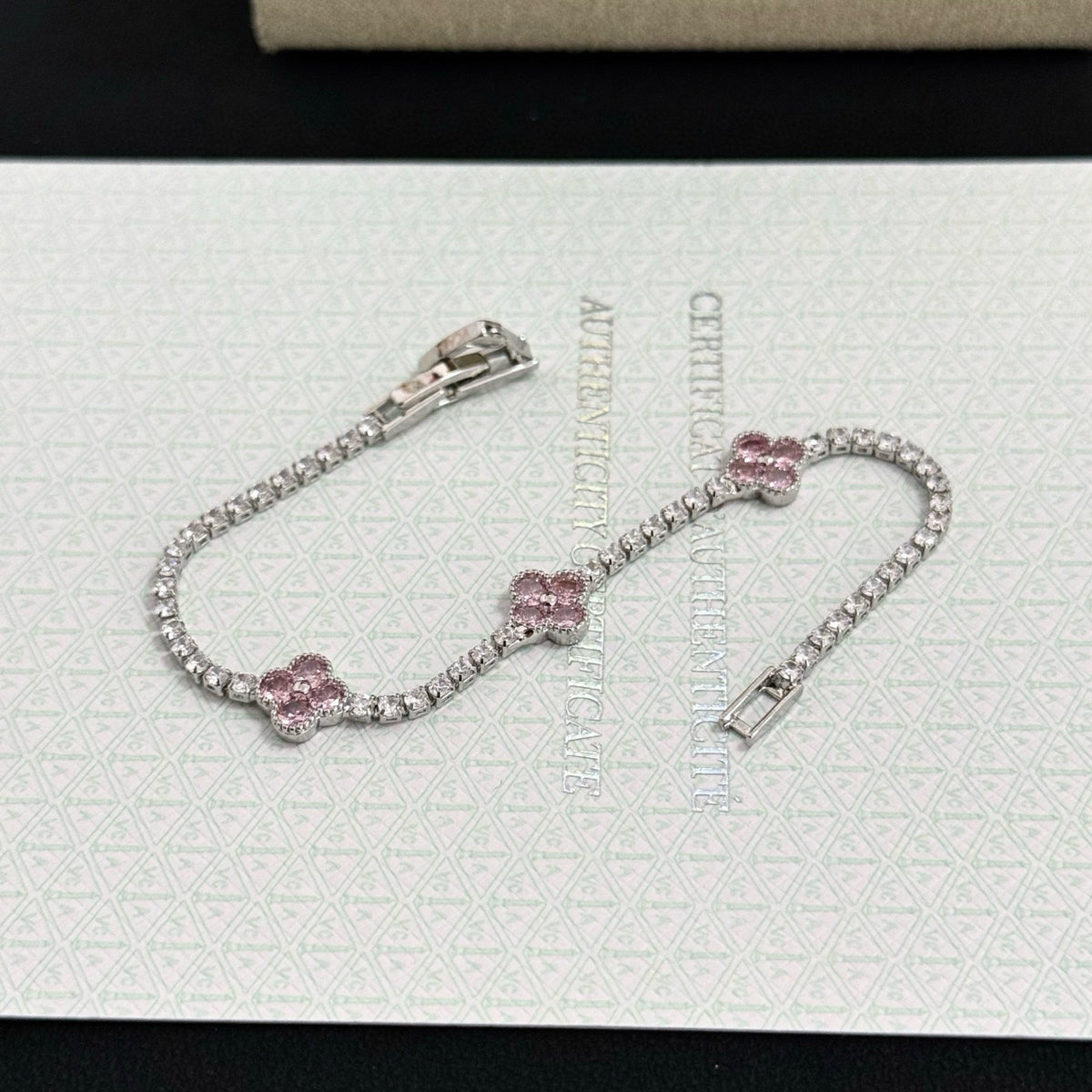 gold crystal clover Bracelet for women - alternate angle view 4