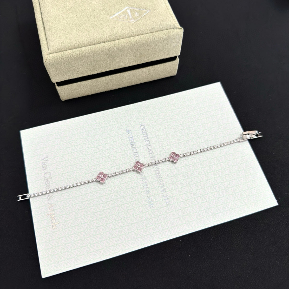 gold crystal clover Bracelet for women - alternate angle view 7