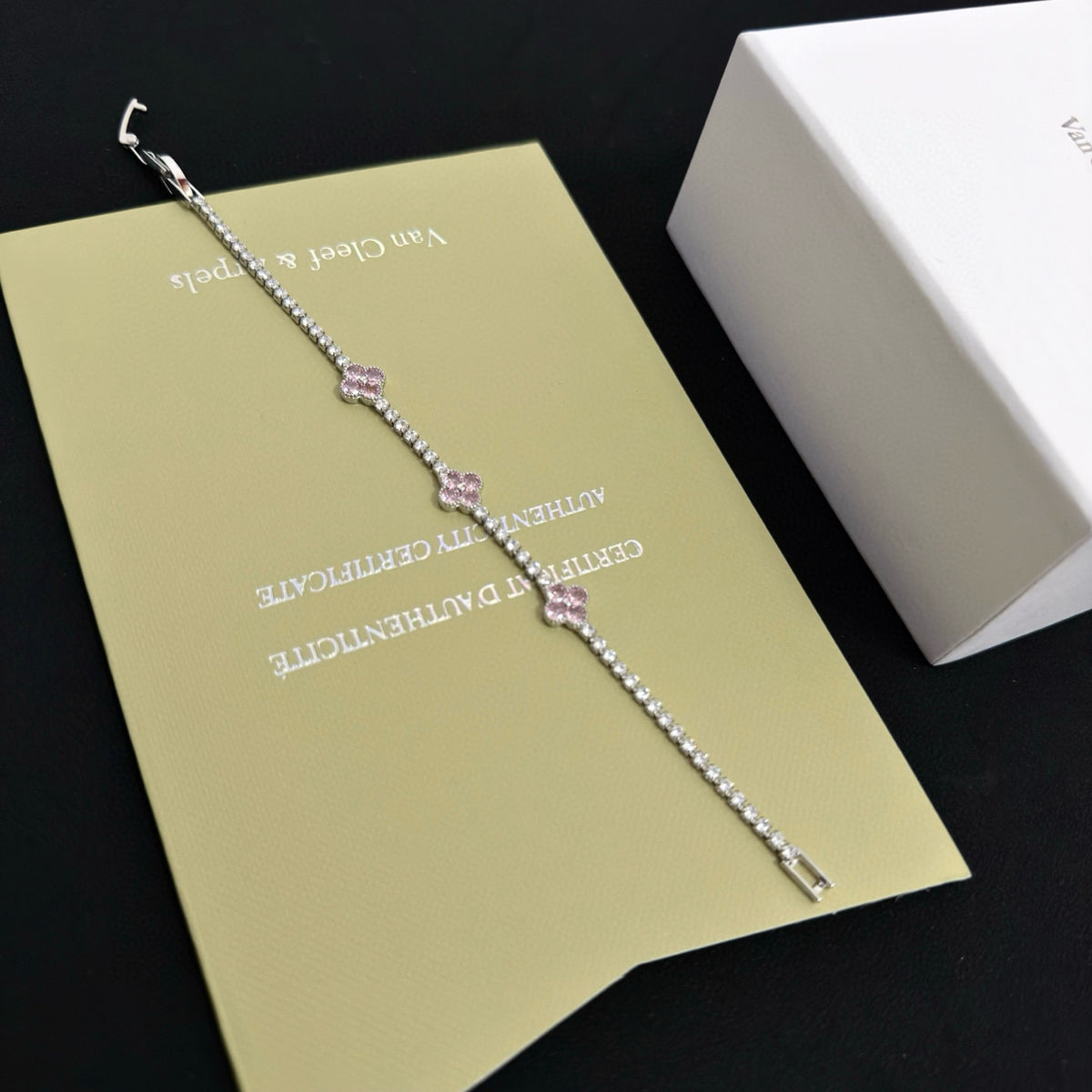 gold crystal clover Bracelet for women - alternate angle view 5