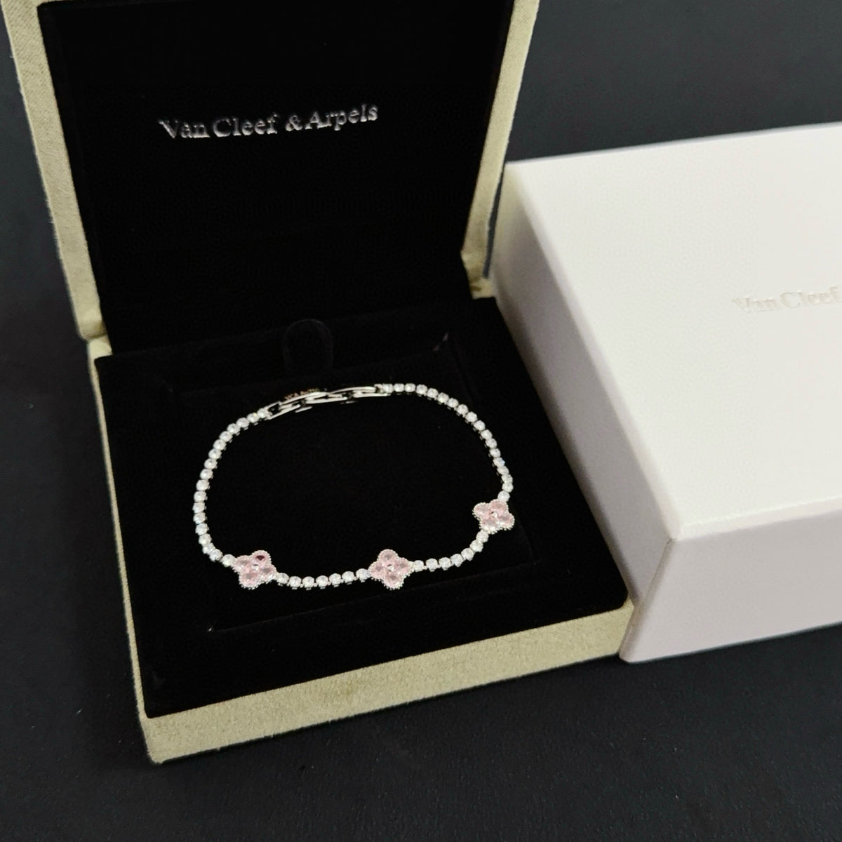 gold crystal clover Bracelet for women - alternate angle view 3