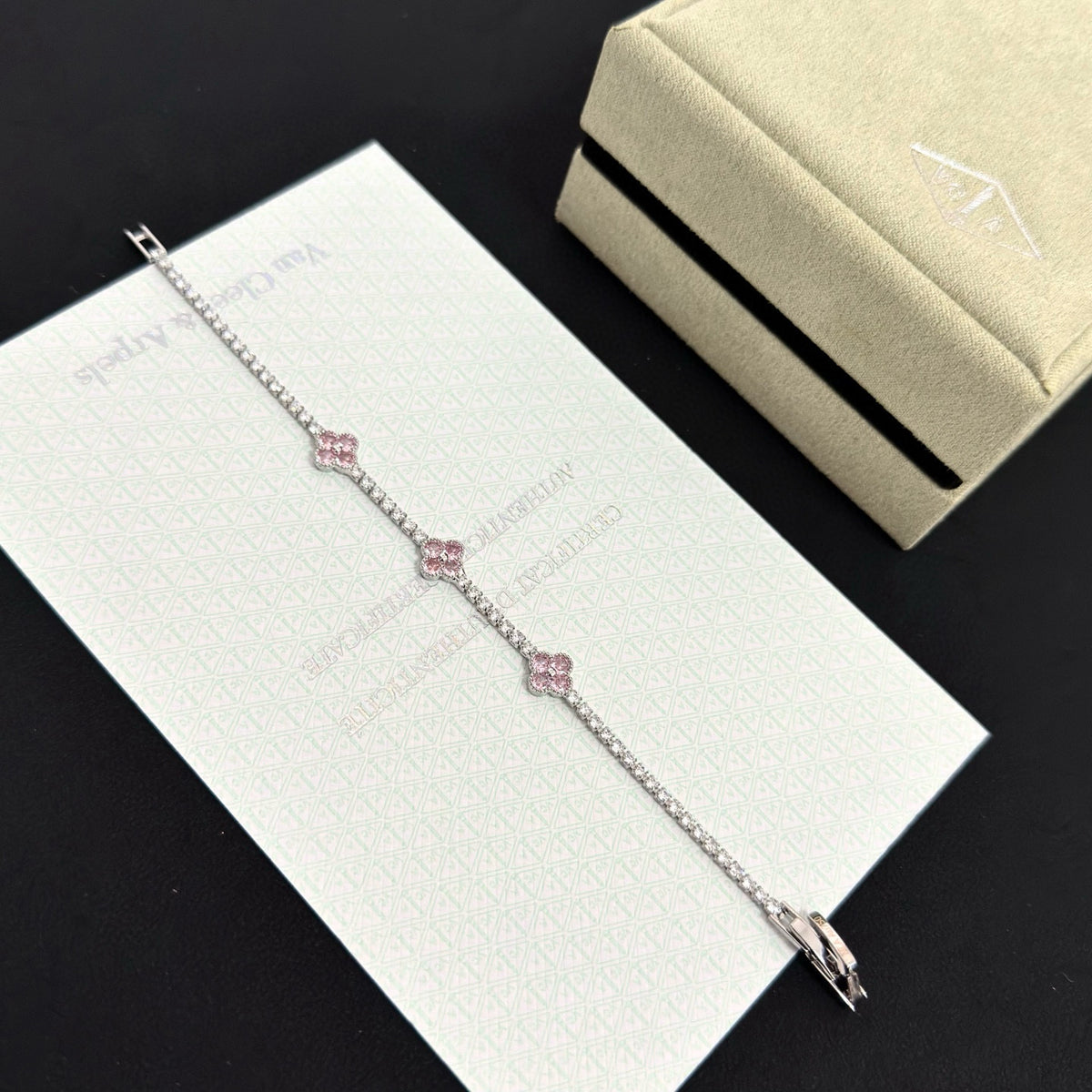 gold crystal clover Bracelet for women - alternate angle view 9