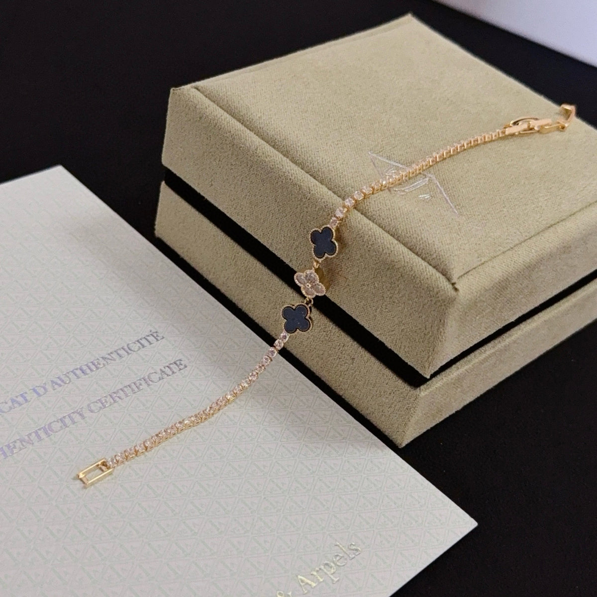gold crystal clover Bracelet for women - alternate angle view 9