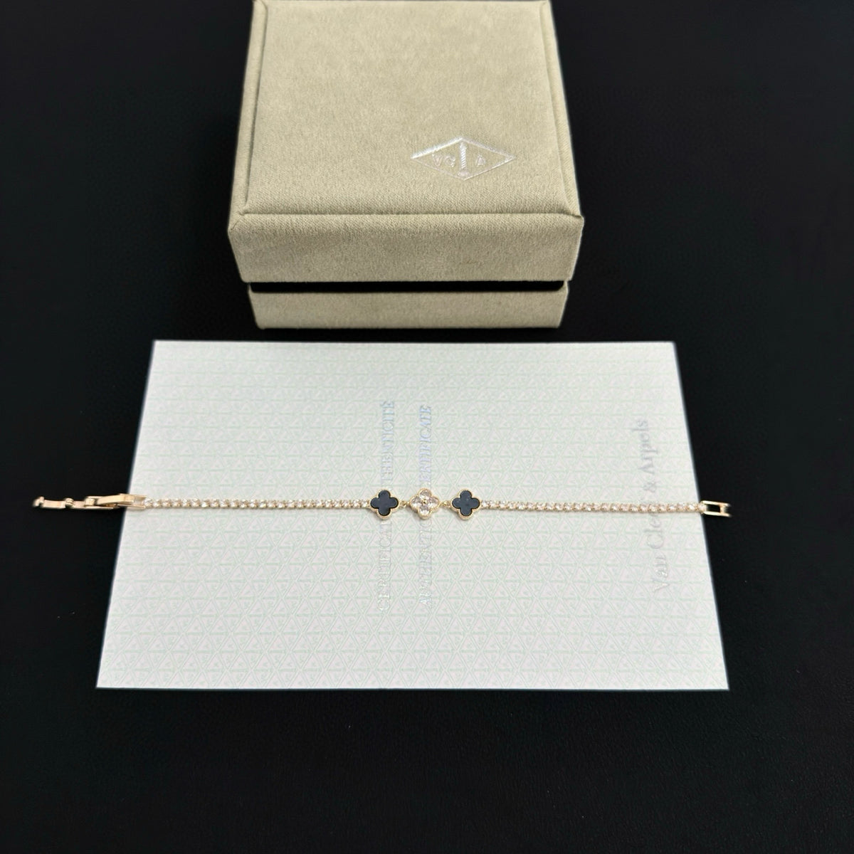 gold crystal clover Bracelet for women - alternate angle view 5
