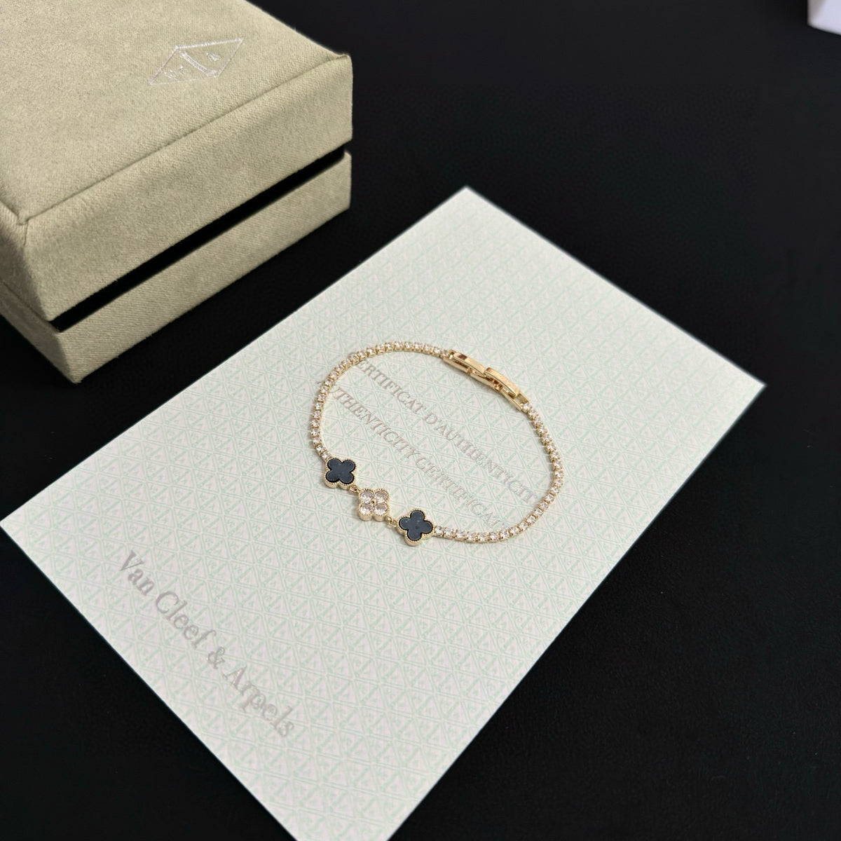 gold crystal clover Bracelet for women - alternate angle view 7