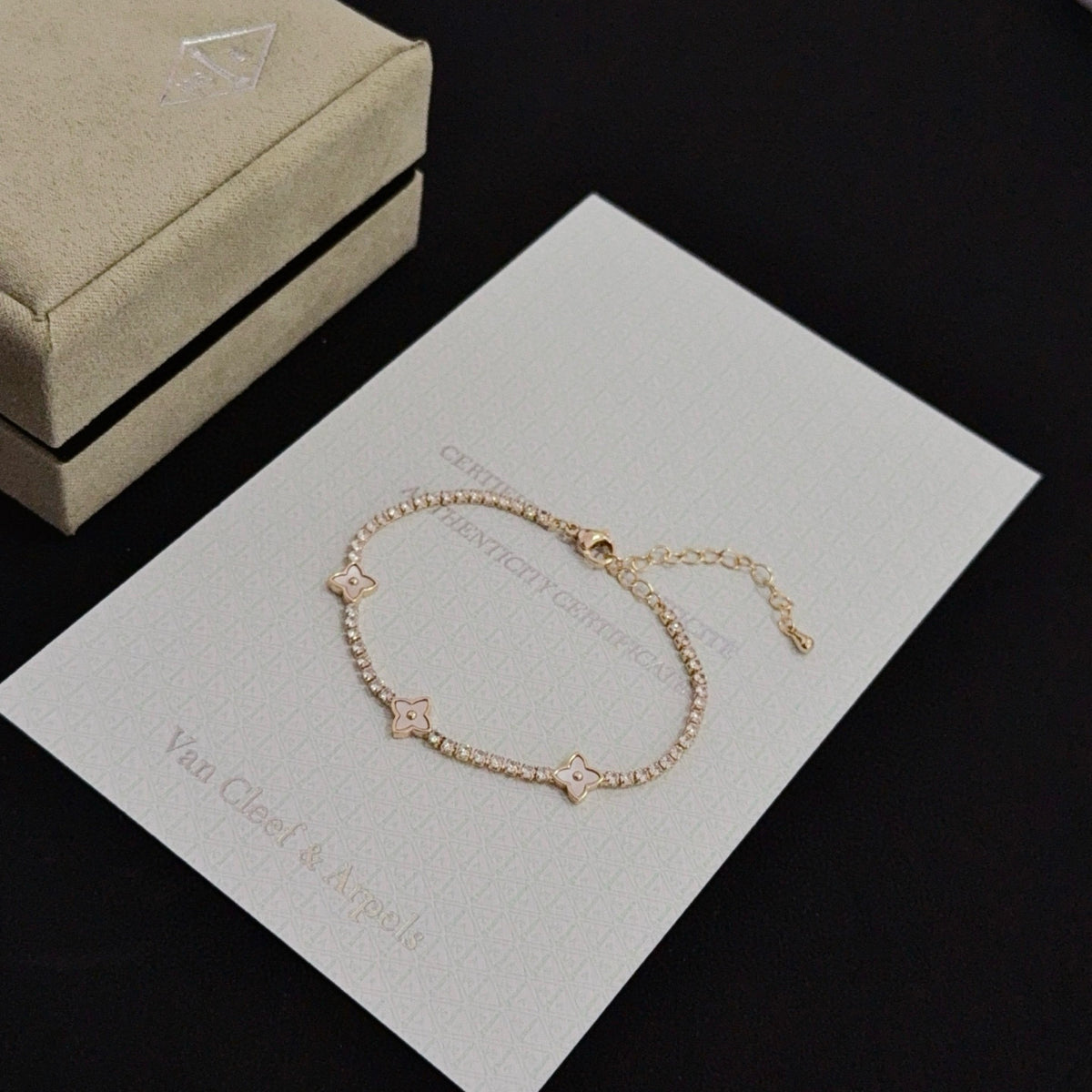 gold crystal clover Bracelet for women - alternate angle view 6