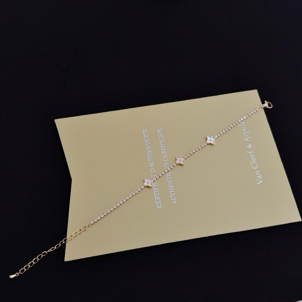 gold crystal clover Bracelet for women - alternate angle view 9