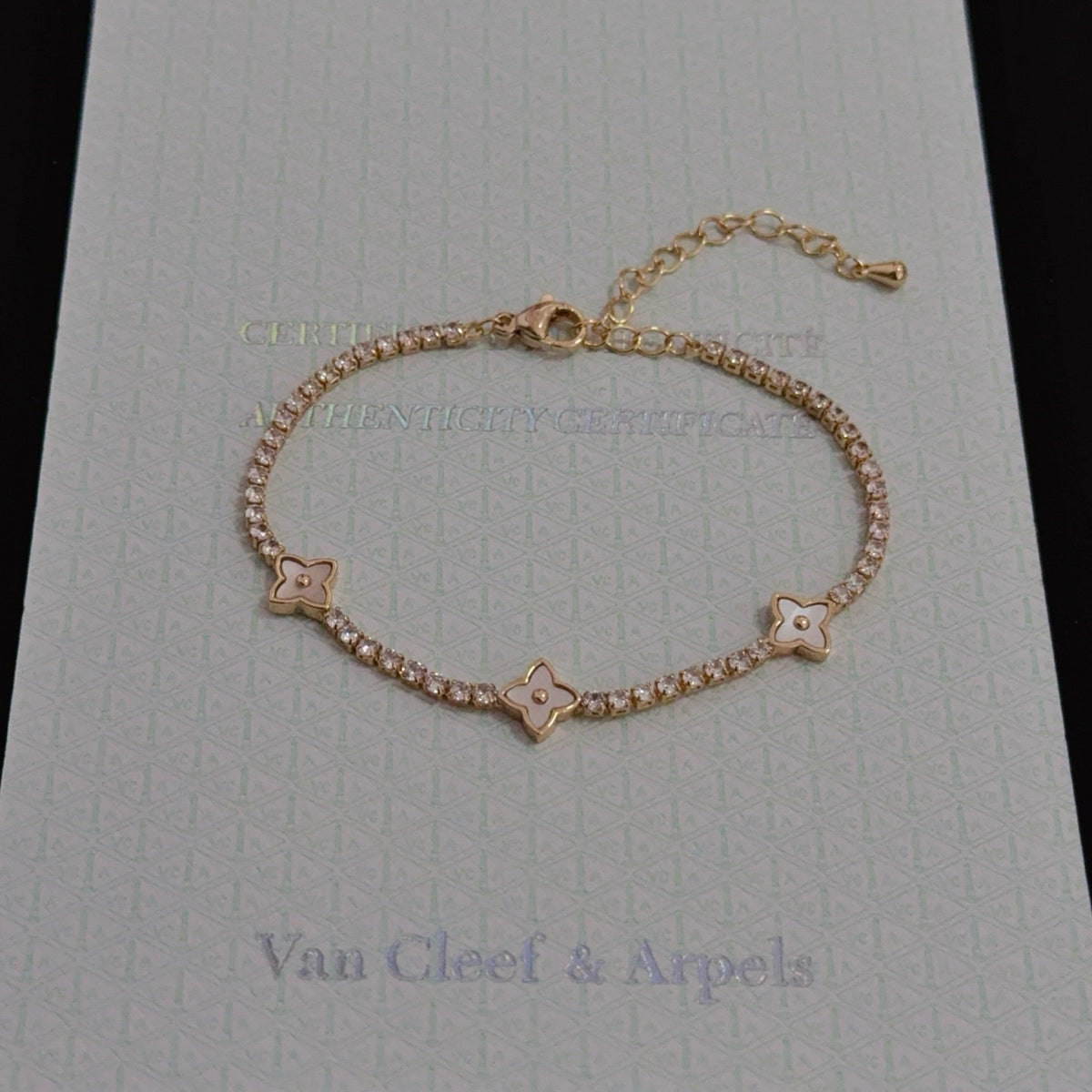 gold crystal clover Bracelet for women - alternate angle view 5