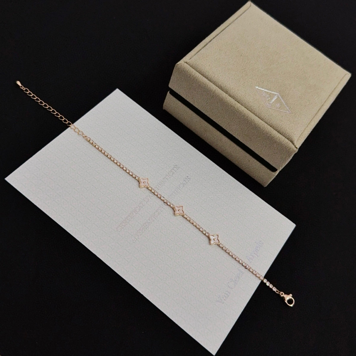 gold crystal clover Bracelet for women - alternate angle view 8