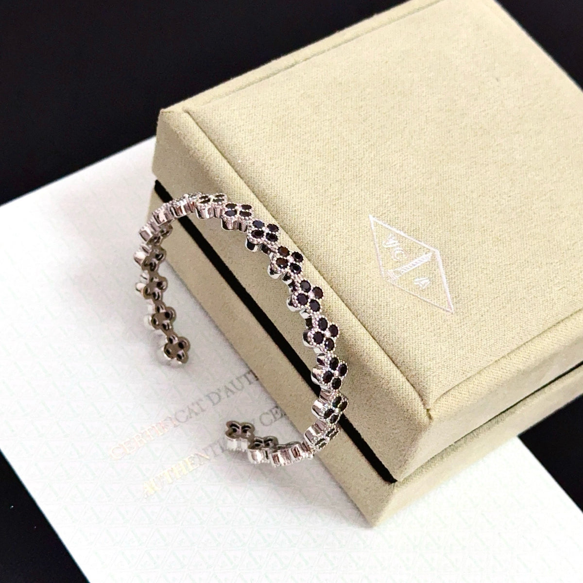 gold crystal clover Bangle for women - alternate angle view 7