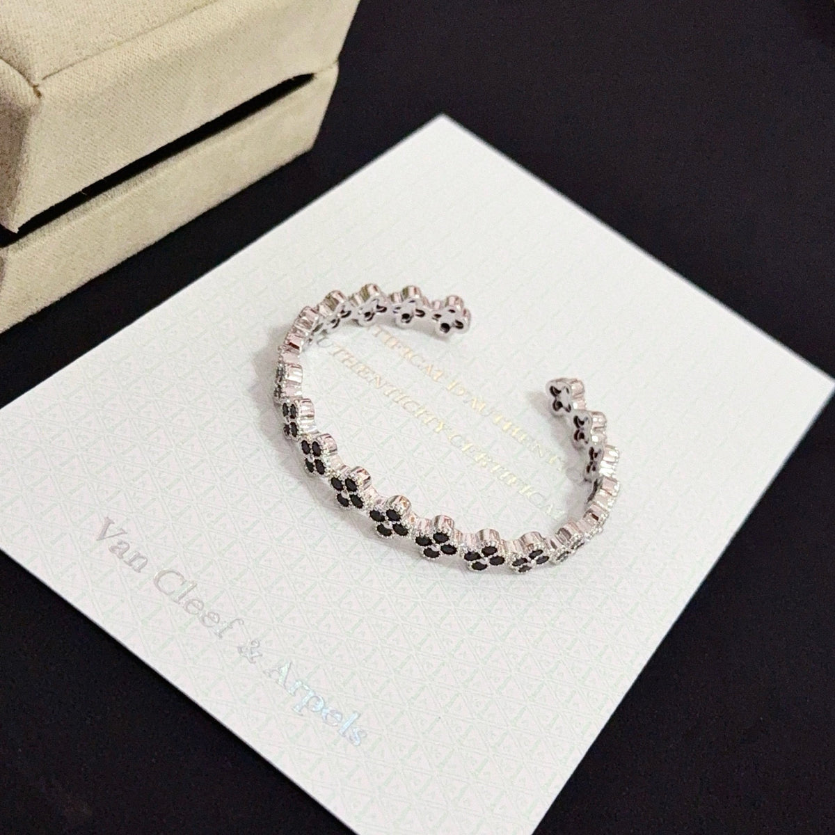 gold crystal clover Bangle for women - alternate angle view 5