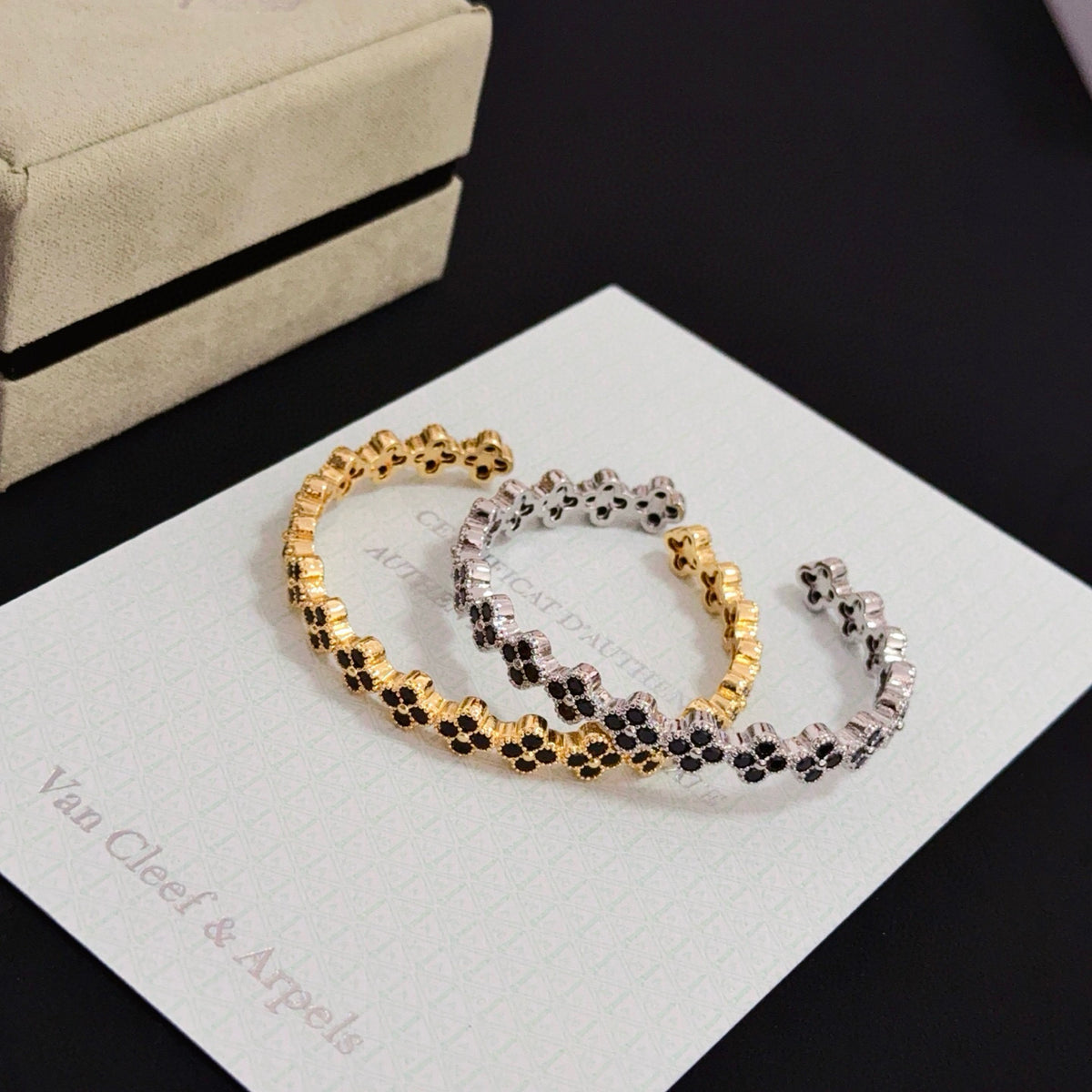 gold crystal clover Bangle for women - alternate angle view 8
