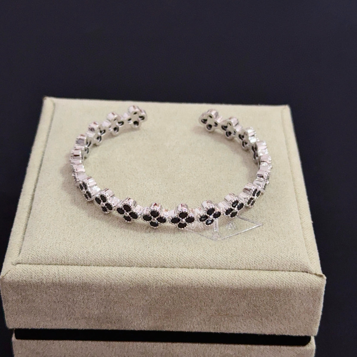 gold crystal clover Bangle for women - alternate angle view 4