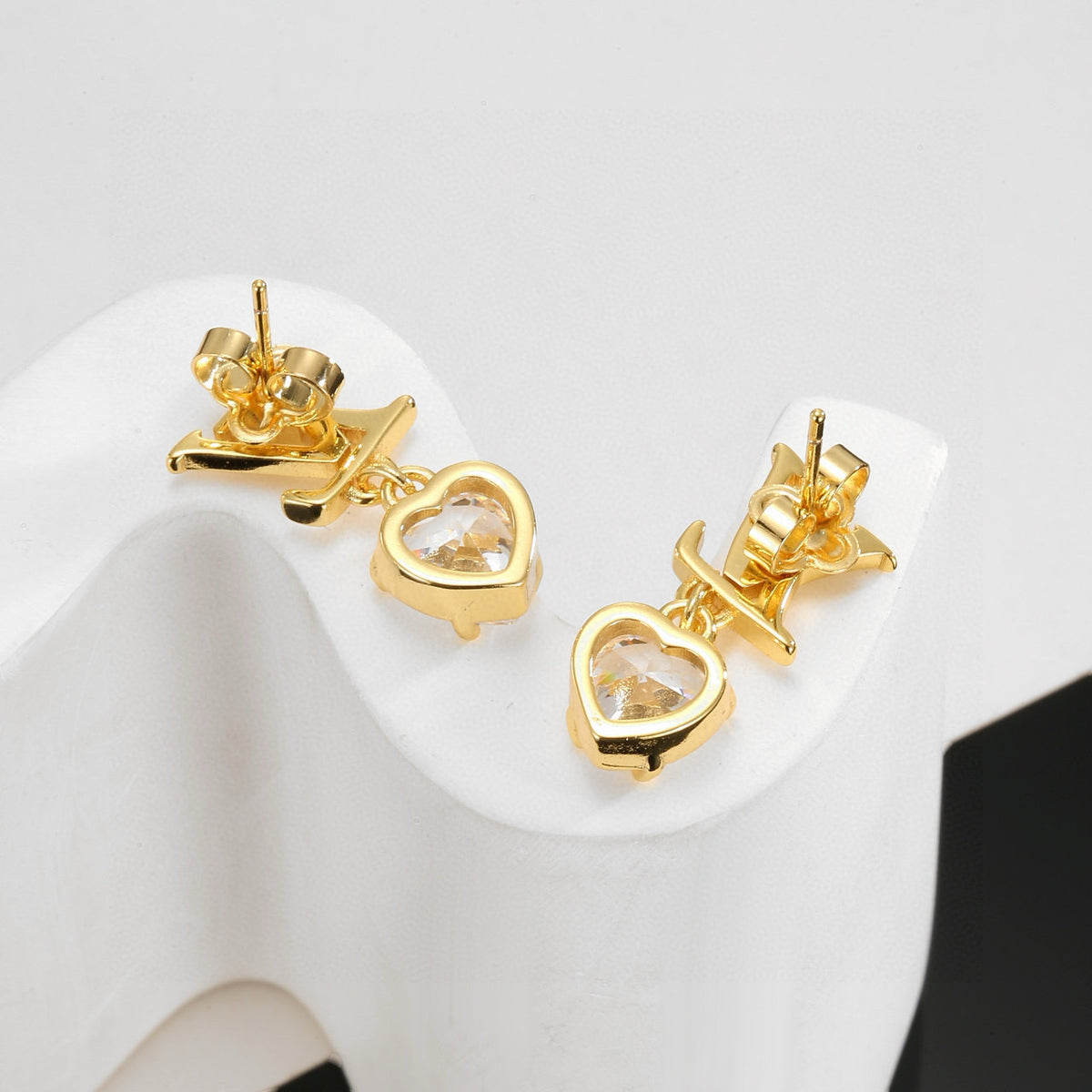letter Stud Earrings for women - alternate angle view 4