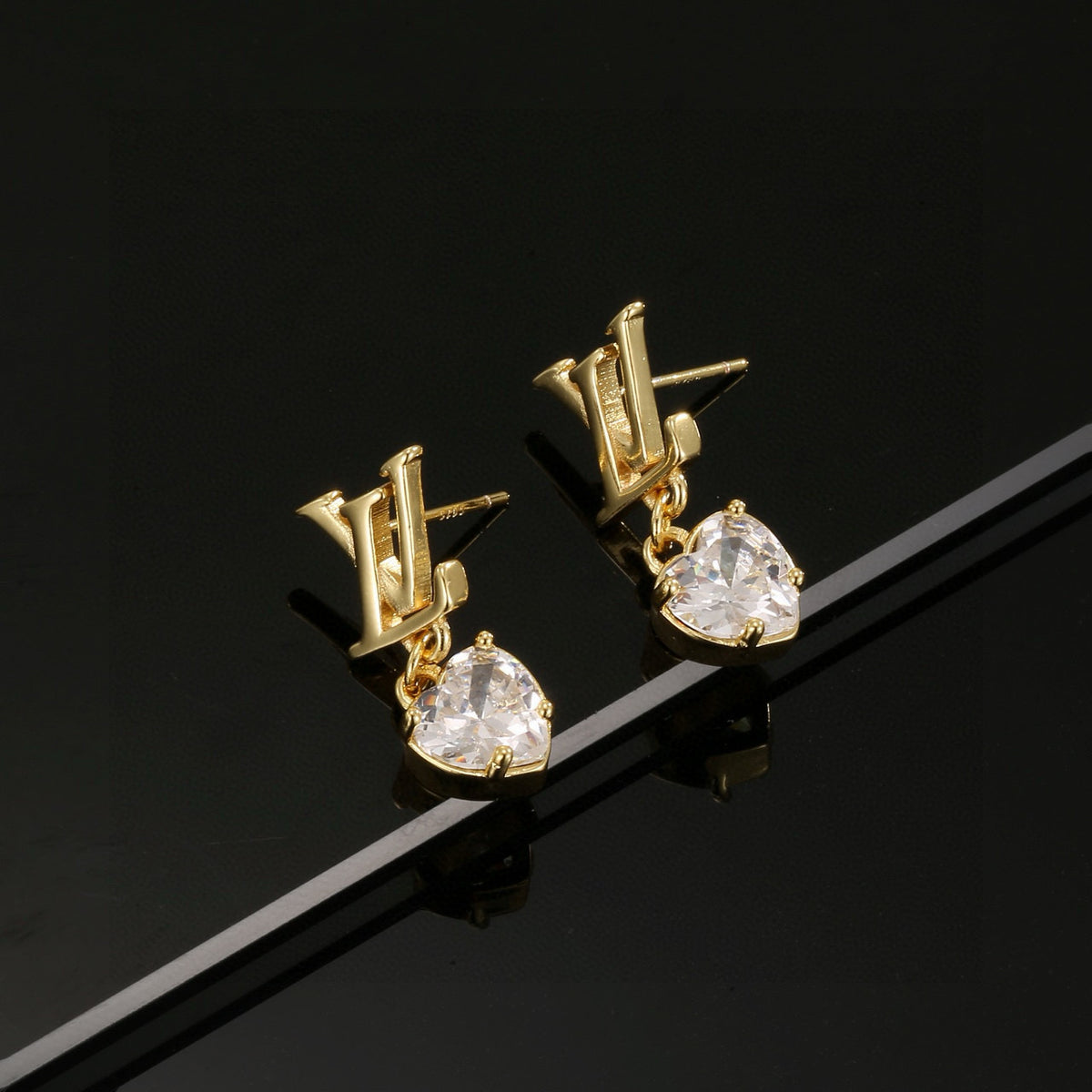 letter Stud Earrings for women - alternate angle view 3