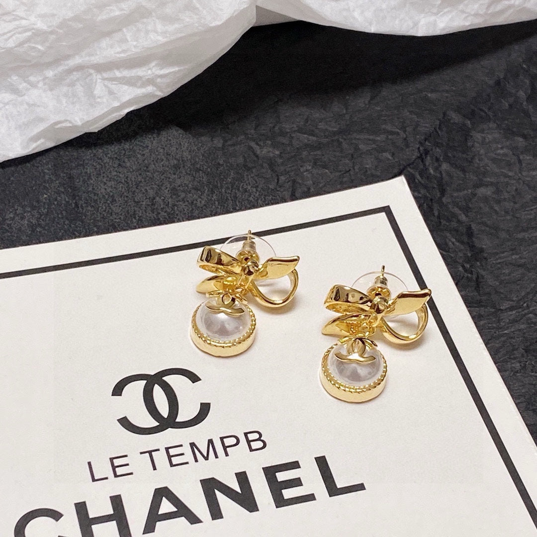 yellow brass butterfly Drop Earrings for women - alternate angle view 3