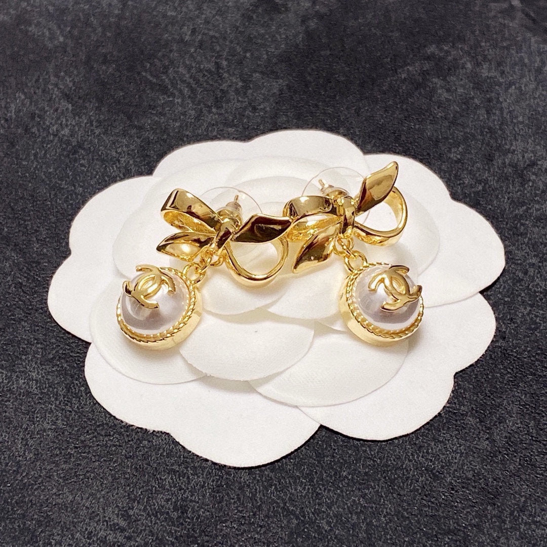 yellow brass butterfly Drop Earrings for women - alternate angle view 2