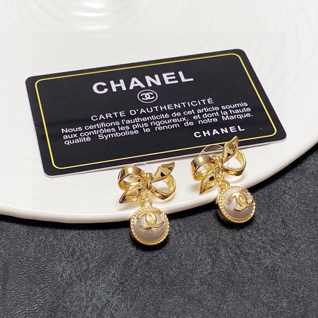 yellow brass butterfly Drop Earrings for women - product detail view