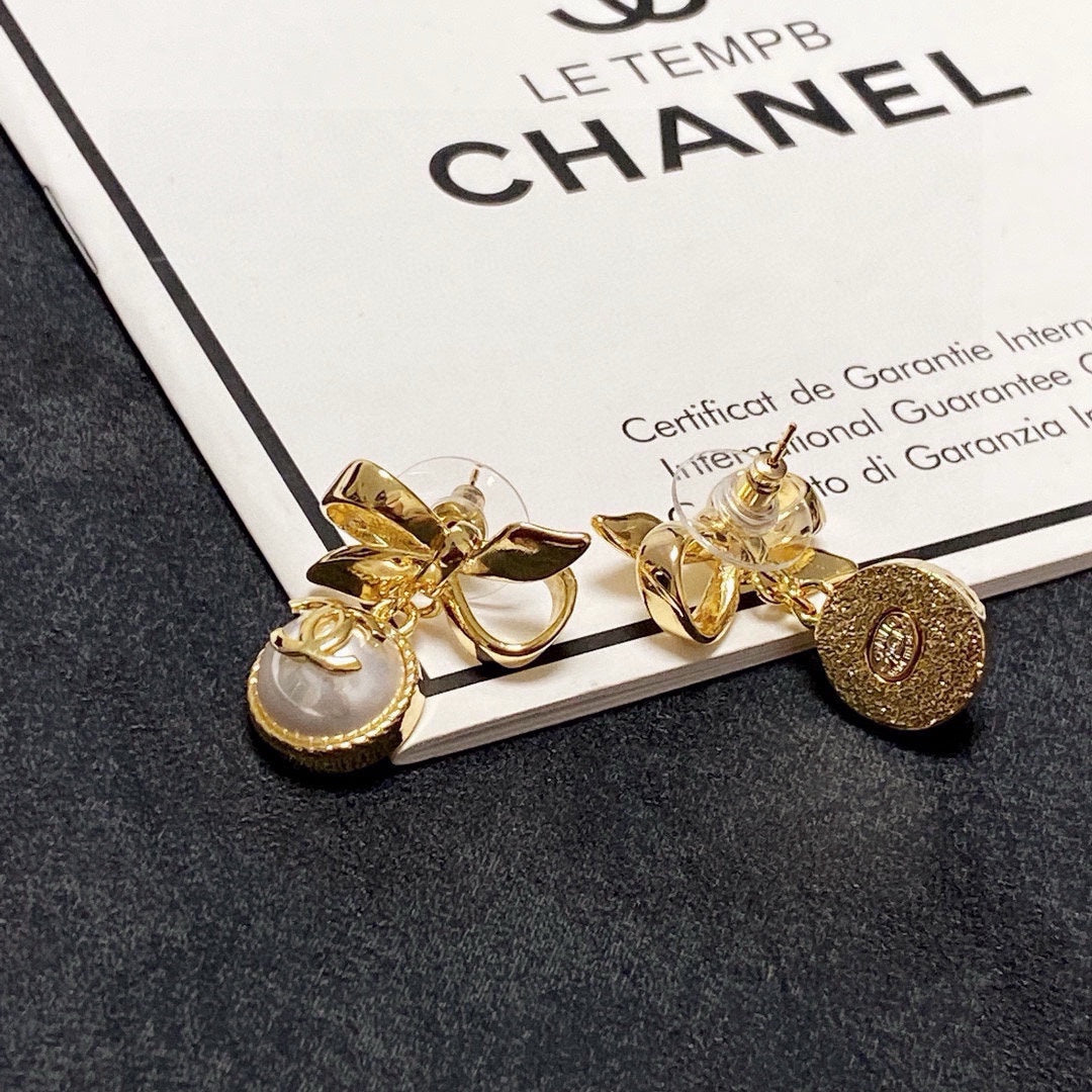 yellow brass butterfly Drop Earrings for women - alternate angle view 4