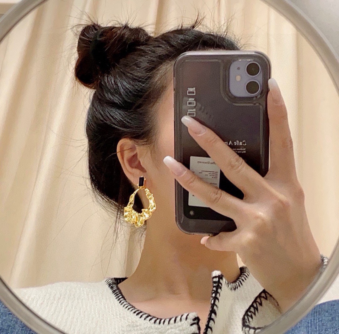 gold elegant Drop Earrings for women - alternate angle view 2