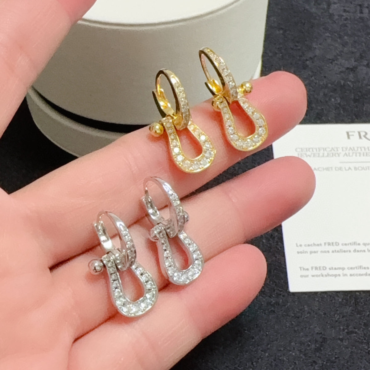 rose gold crystal rose Drop Earrings for men - product detail view