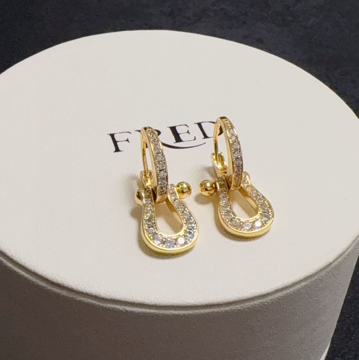 rose gold crystal rose Drop Earrings for men - alternate angle view 4