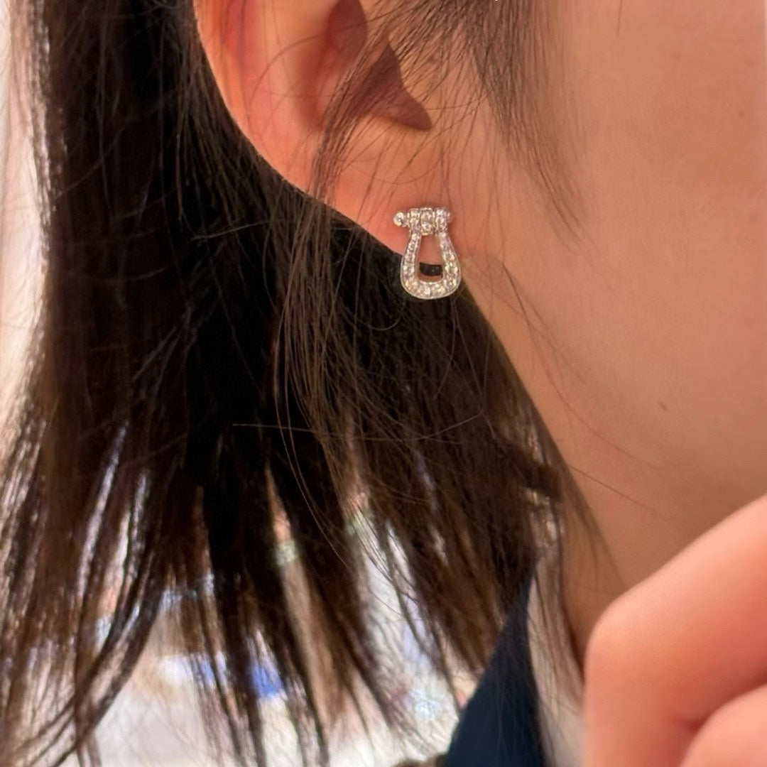 rose gold crystal rose Drop Earrings for men - alternate angle view 2