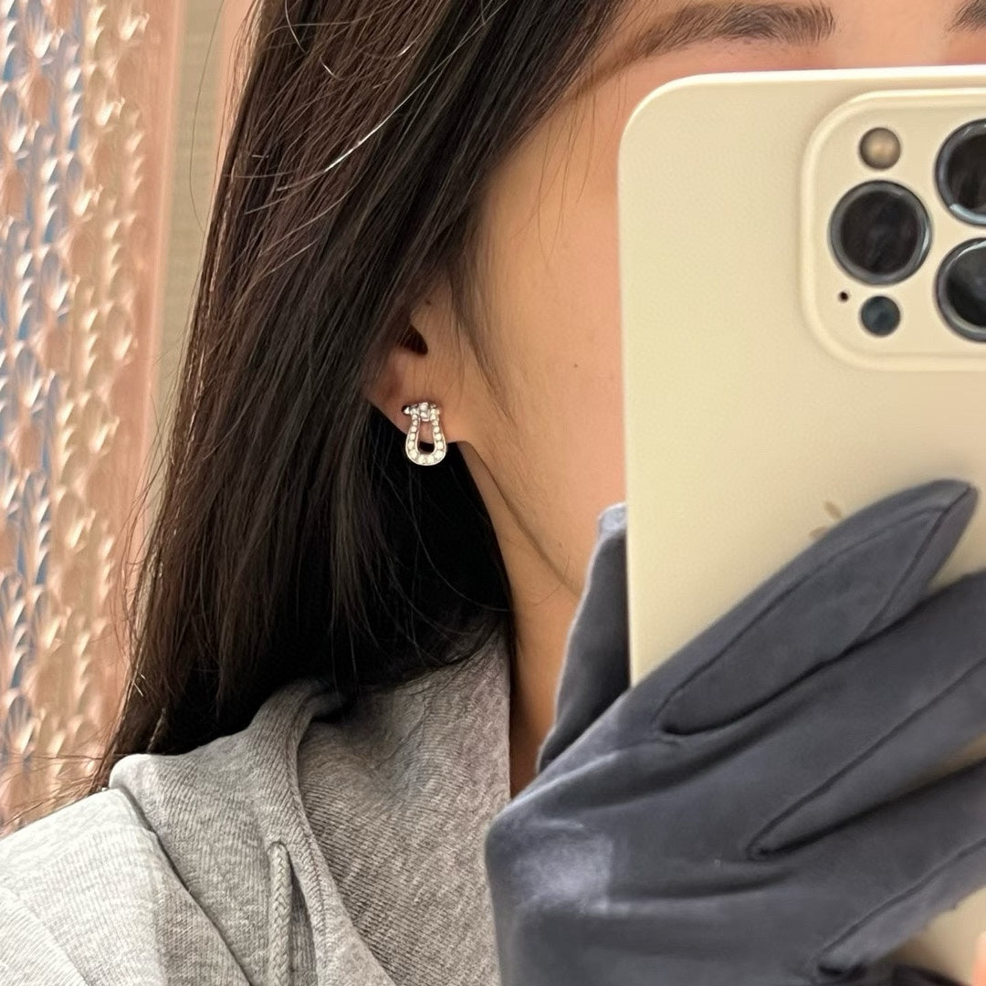 rose gold crystal rose Drop Earrings for men - alternate angle view 3
