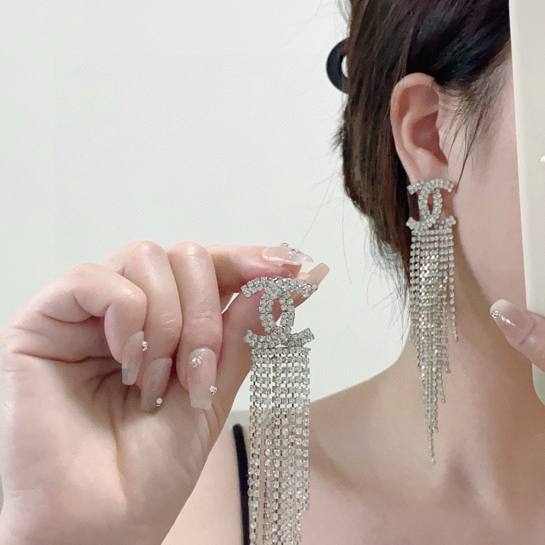 red brass tassel Drop Earrings for women - product detail view