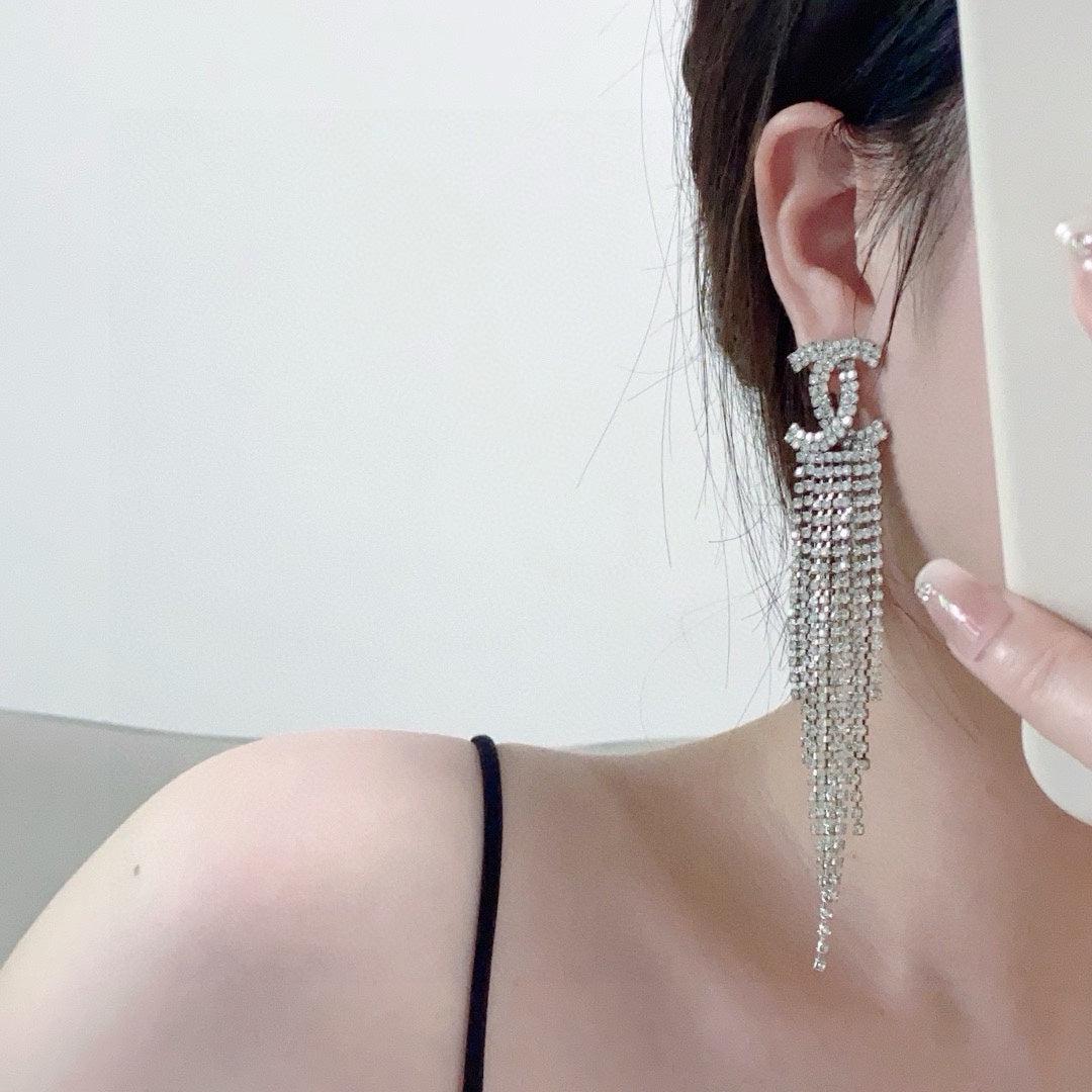 red brass tassel Drop Earrings for women - alternate angle view 2