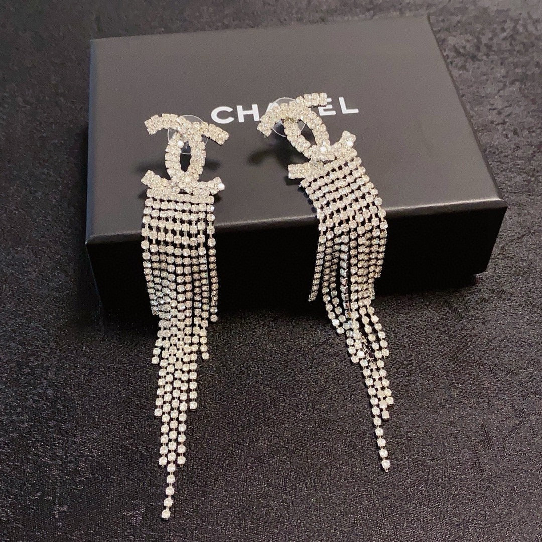 red brass tassel Drop Earrings for women - alternate angle view 3