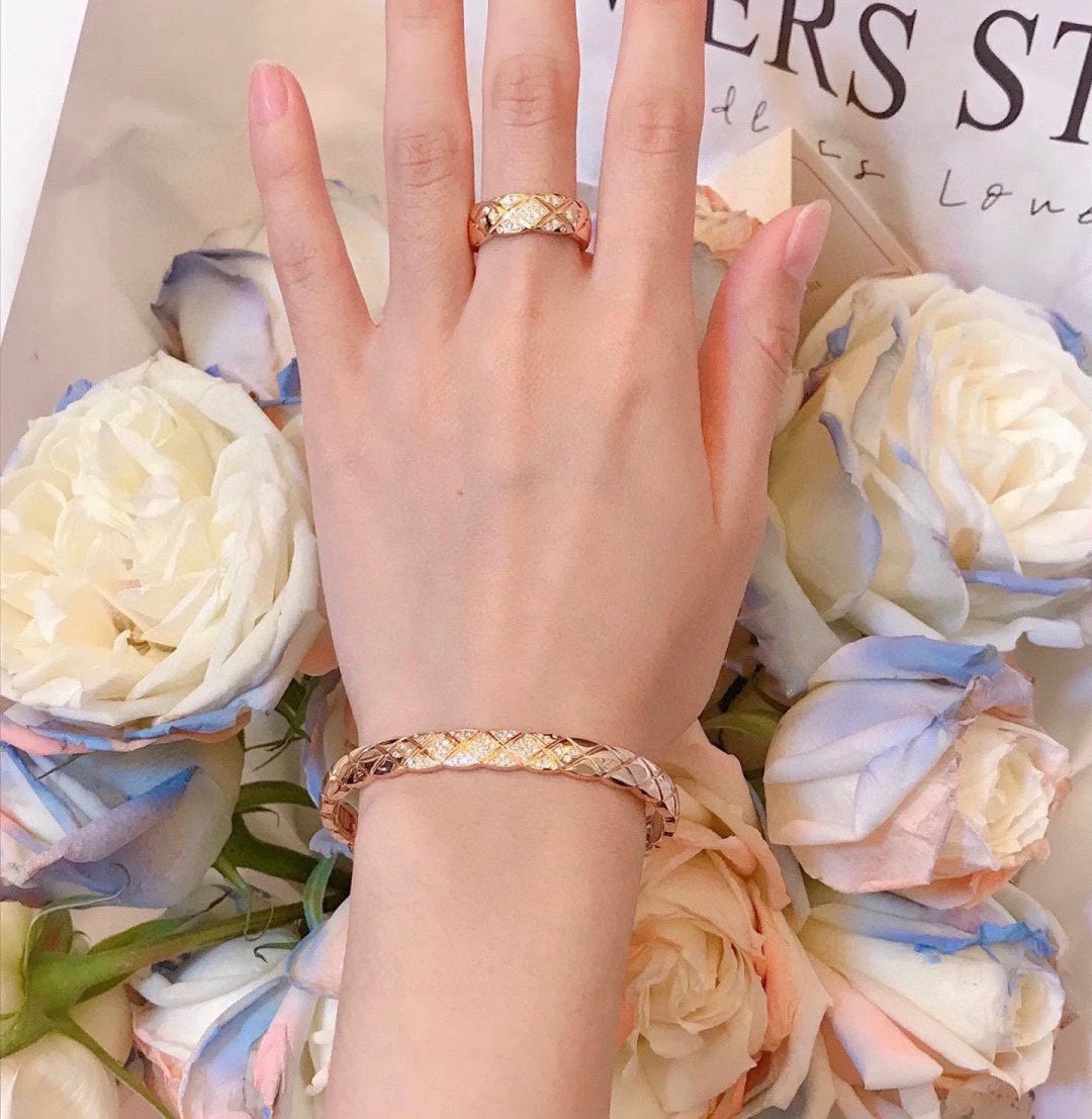 white crystal crystal inlaid Bangle for women - alternate angle view 3