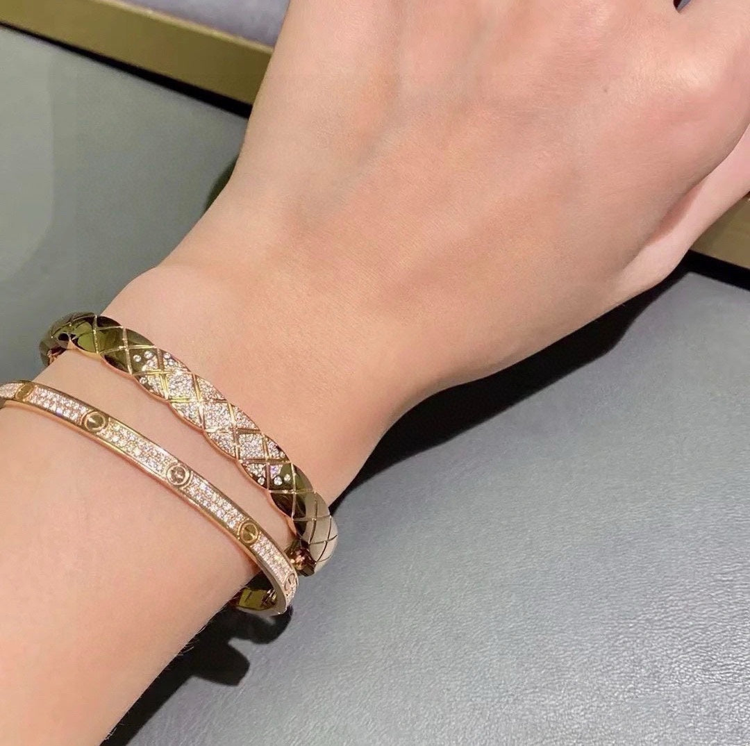 white crystal crystal inlaid Bangle for women - alternate angle view 8