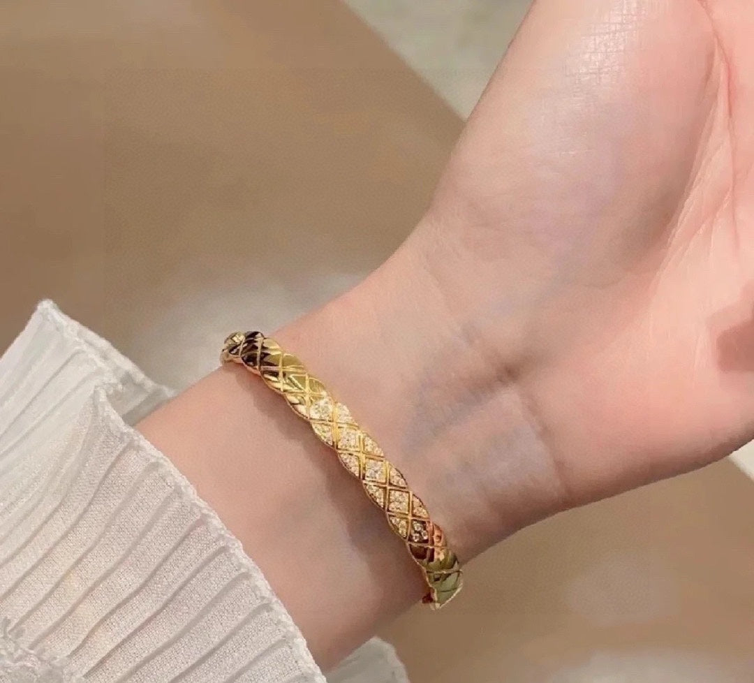 white crystal crystal inlaid Bangle for women - alternate angle view 2