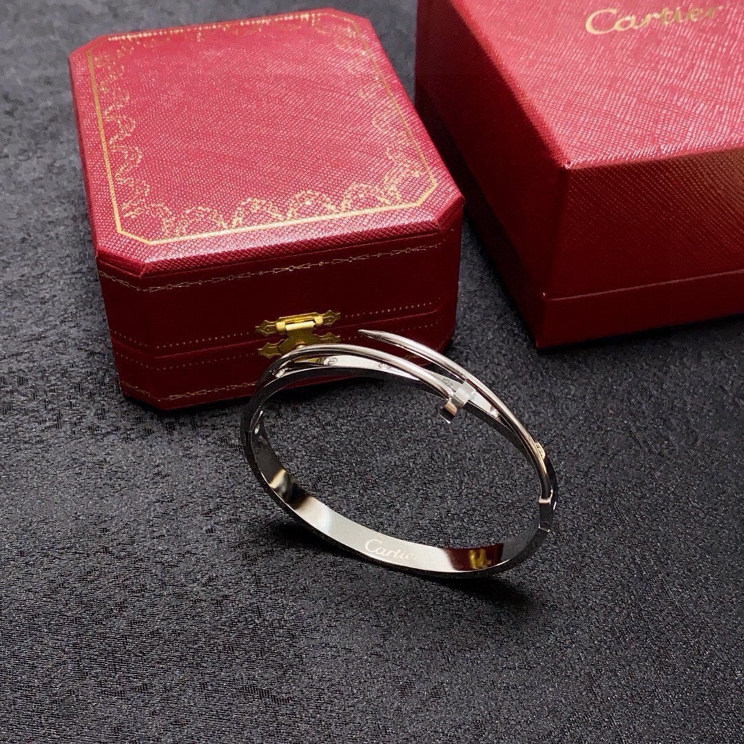 white crystal crystal inlaid Bangle for women - alternate angle view 9