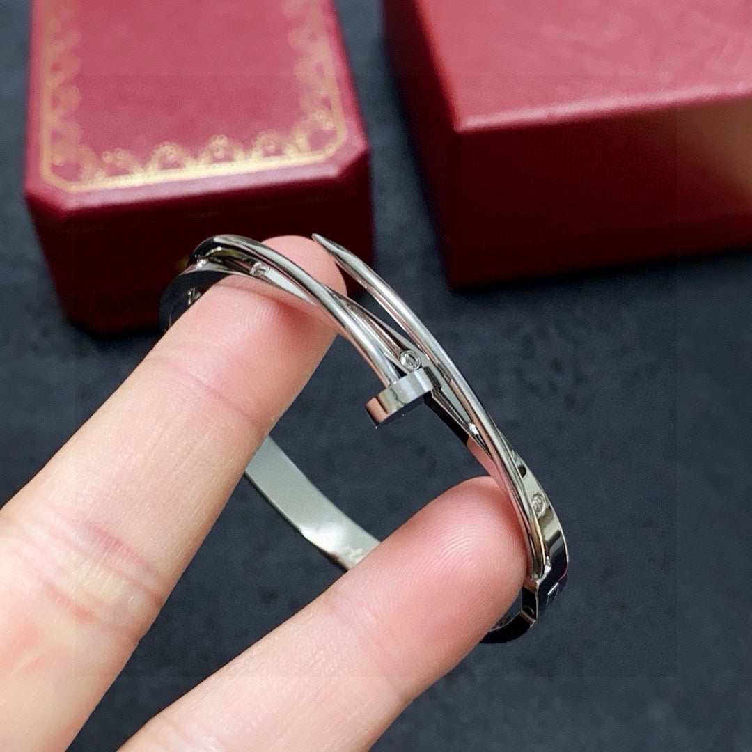 white crystal crystal inlaid Bangle for women - alternate angle view 8