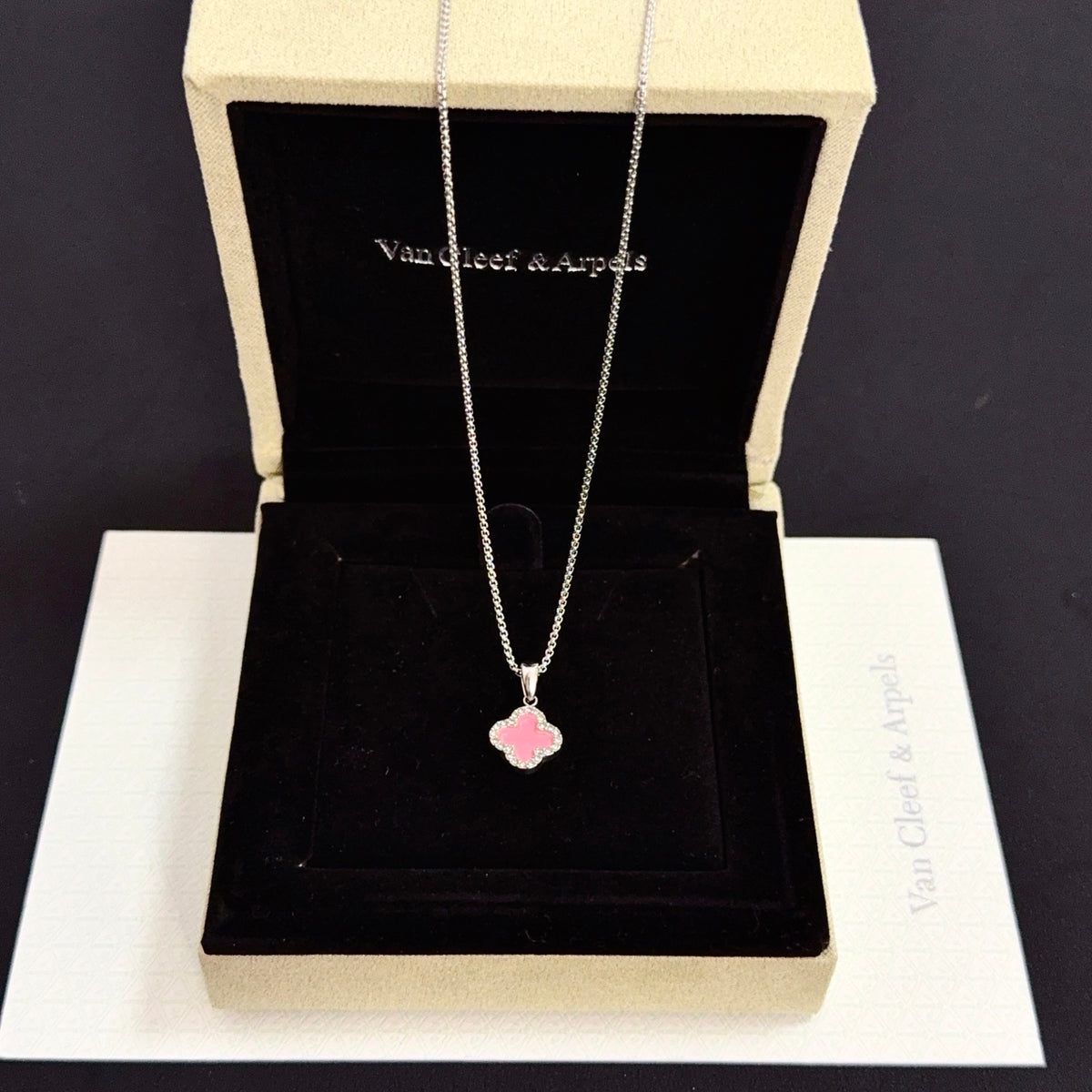 gold crystal clover Necklace for women - alternate angle view 4