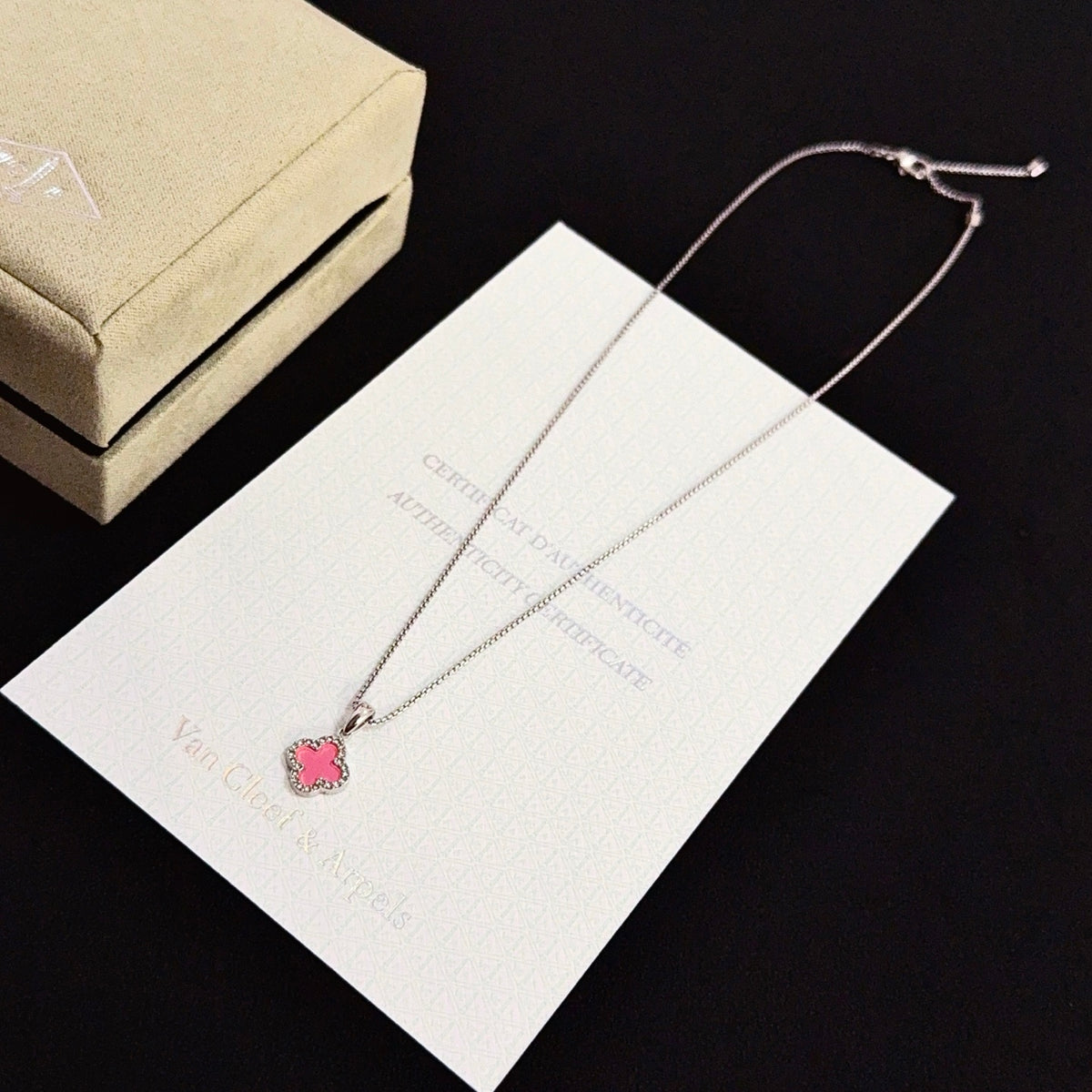 gold crystal clover Necklace for women - alternate angle view 8