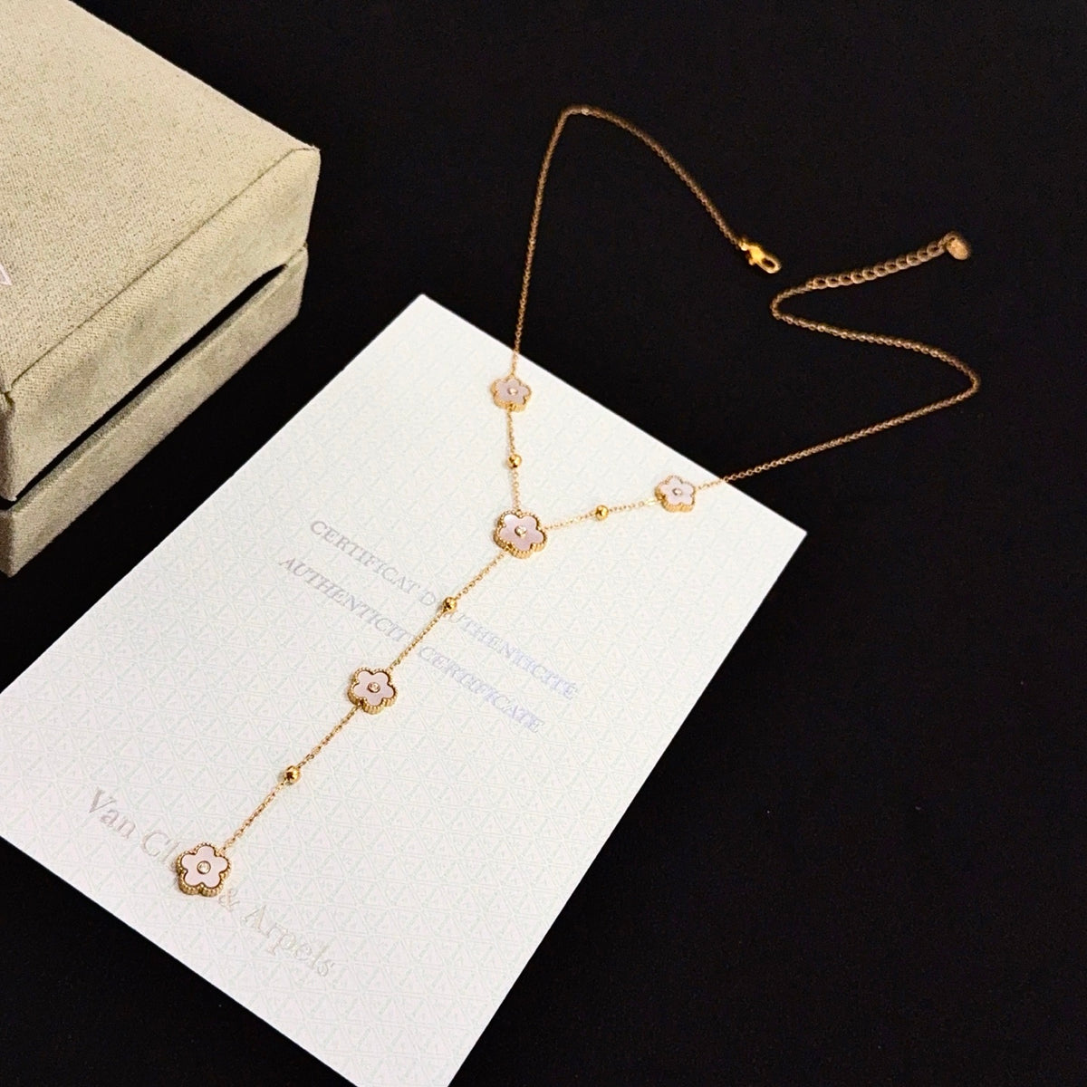 gold crystal clover Necklace for women - alternate angle view 7