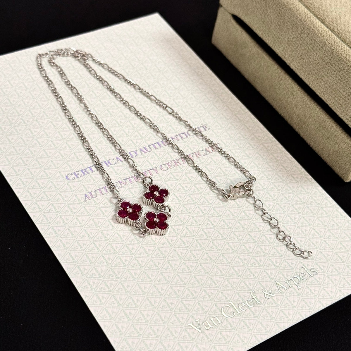 gold crystal clover Necklace for women - alternate angle view 8