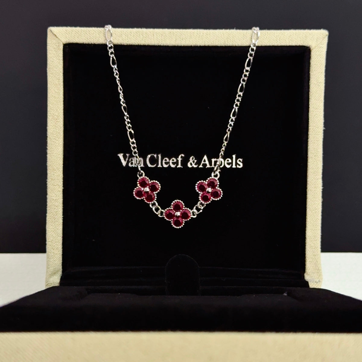 gold crystal clover Necklace for women - alternate angle view 6