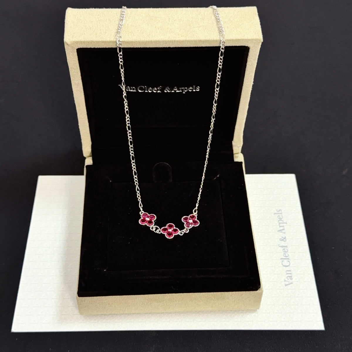 gold crystal clover Necklace for women - alternate angle view 4