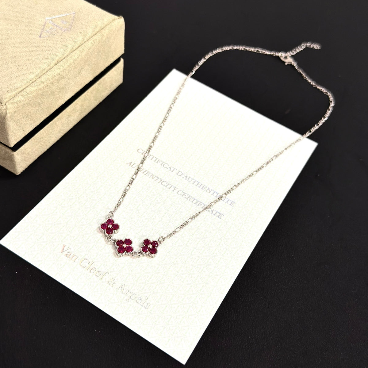 gold crystal clover Necklace for women - alternate angle view 9