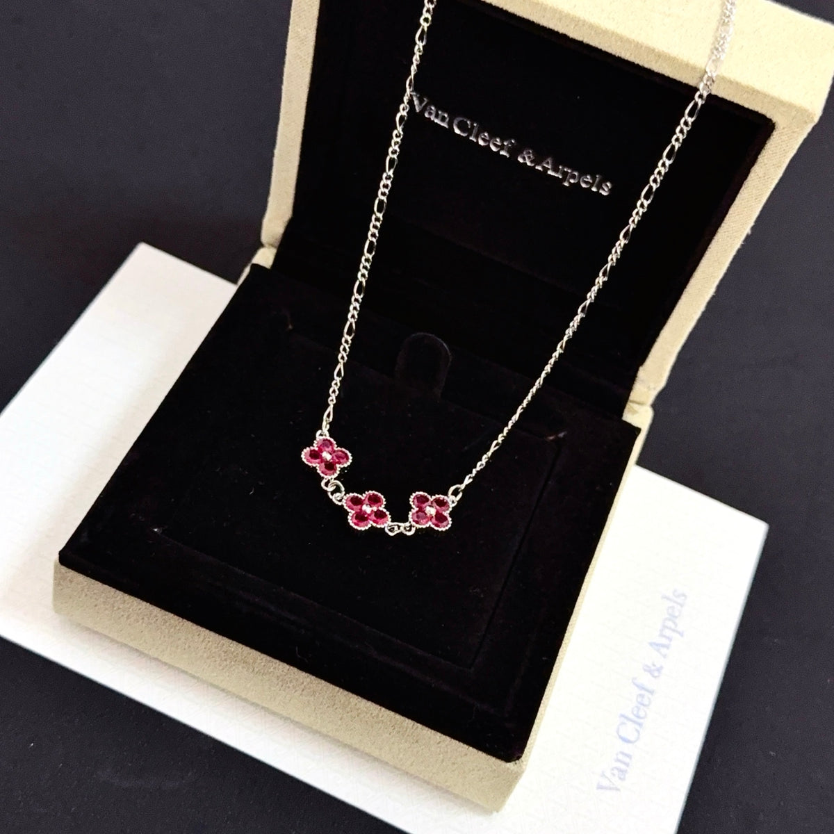 gold crystal clover Necklace for women - alternate angle view 5