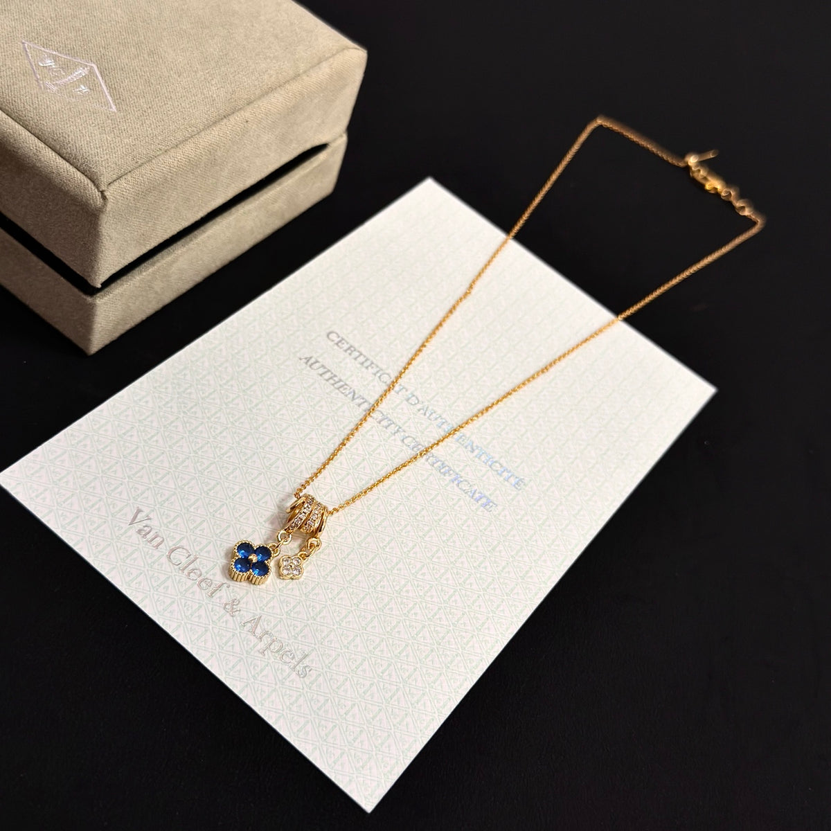 gold crystal clover Necklace for women - alternate angle view 8