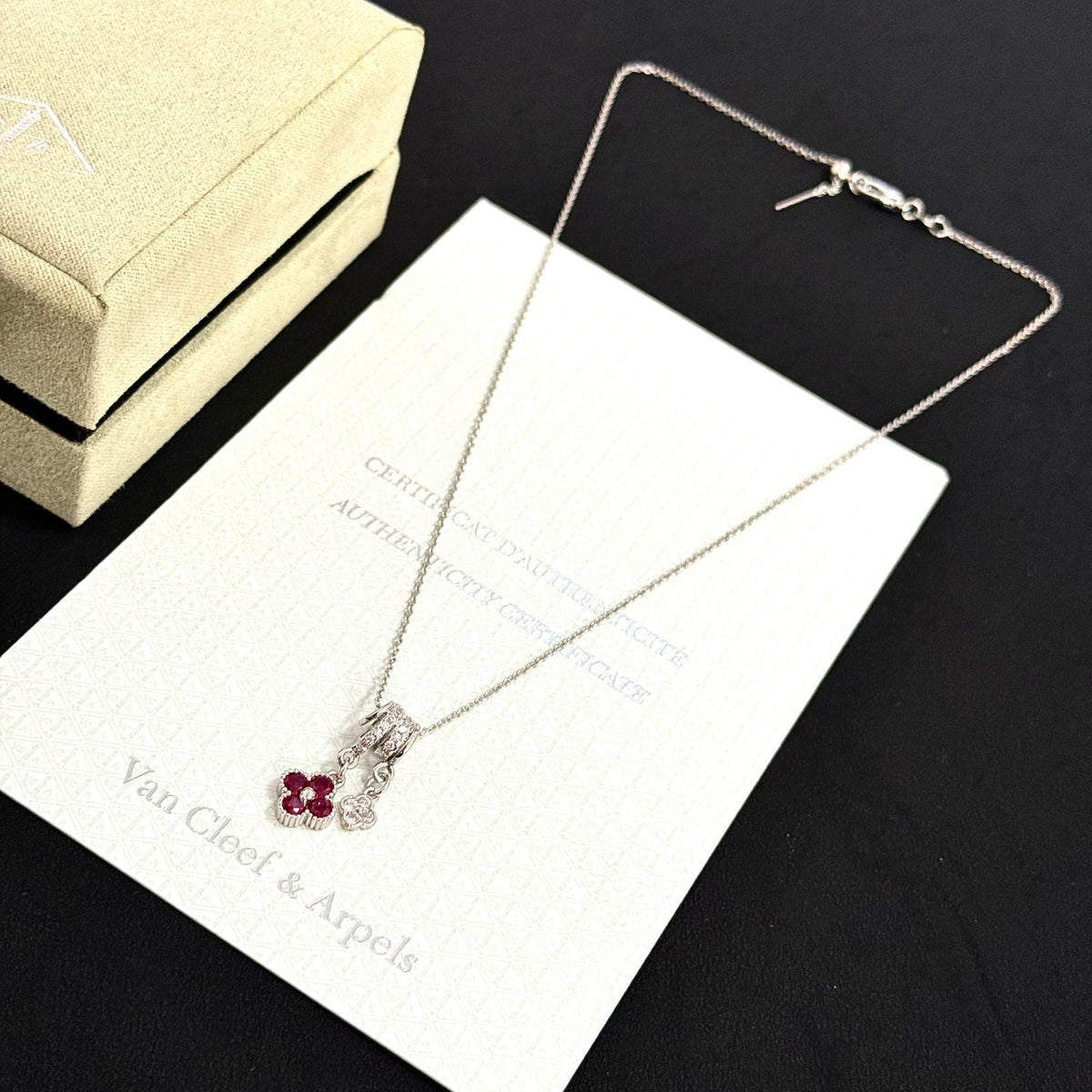 gold crystal clover Necklace for women - alternate angle view 8